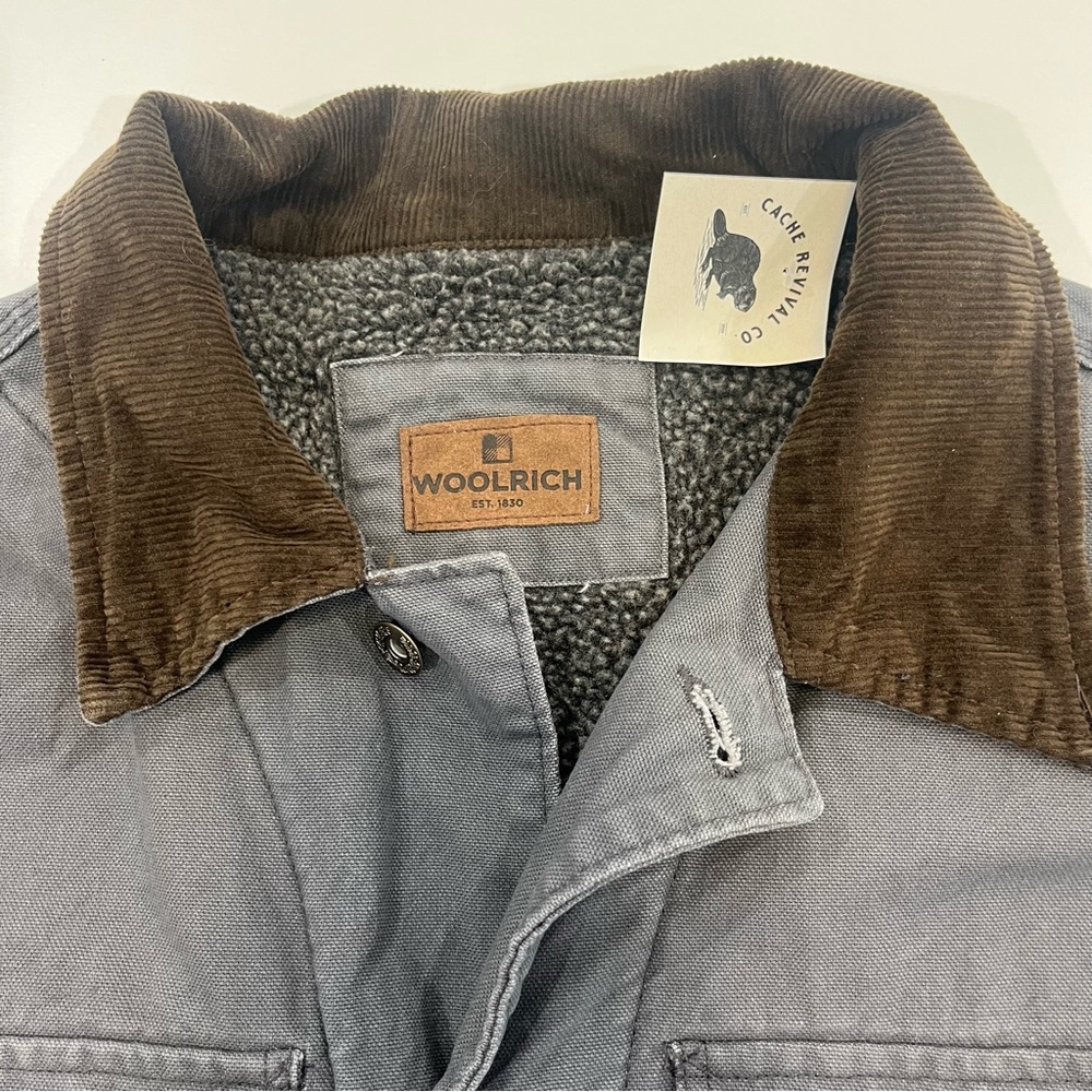 WOOLRICH Chore Coat Canvas with Corduroy Collar and Sherpa Lining | Mens m - Picture 3 of 13